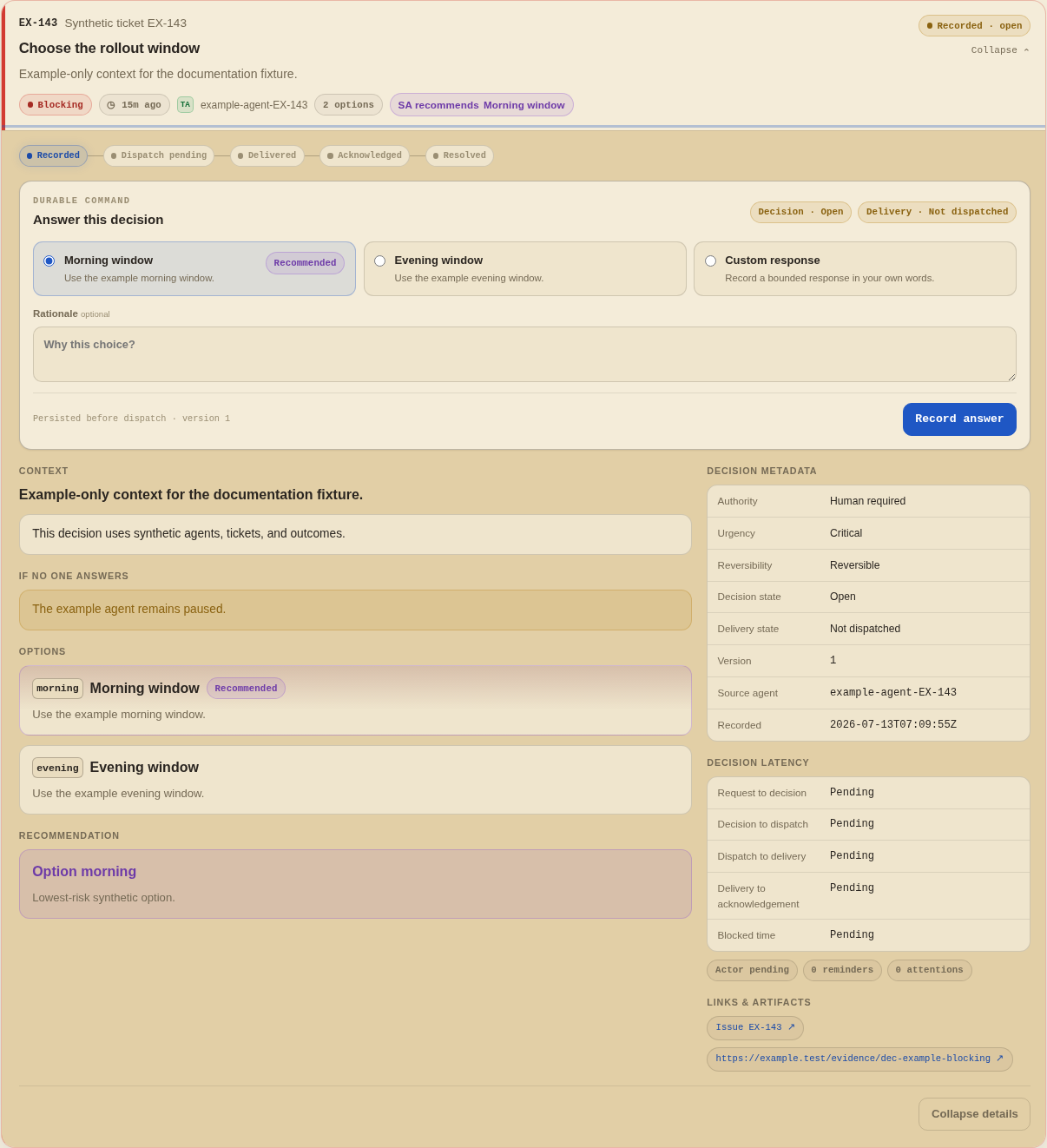 Expanded synthetic decision with answer controls and lifecycle detail