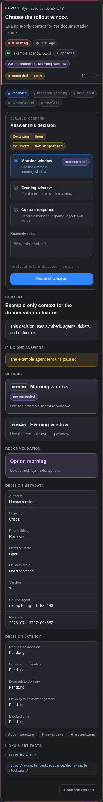 Expanded decision at a mobile viewport